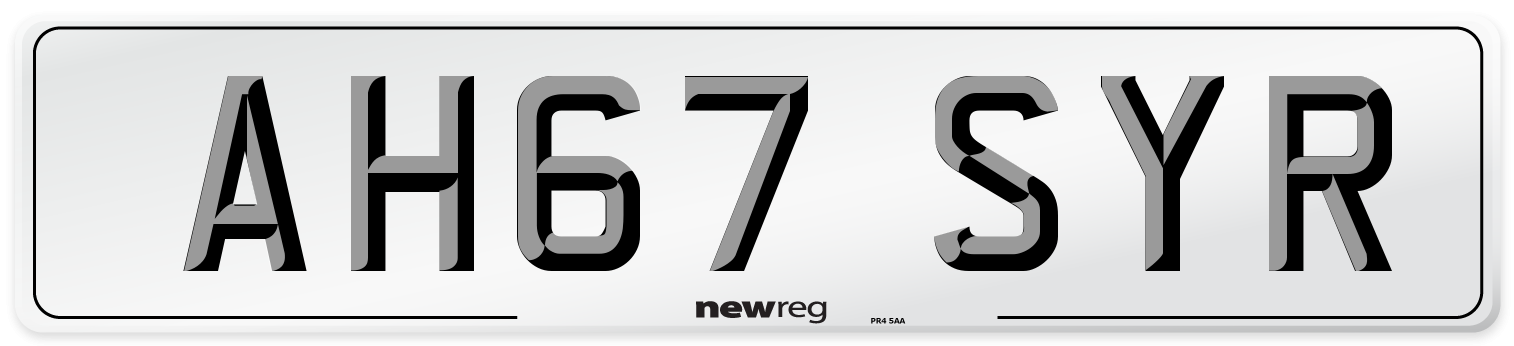 AH67 SYR Number Plate from New Reg